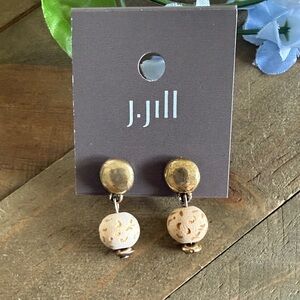 J. Jill Neutral Beaded Drop Earrings Gold Tone Minimalist Boho Dangle